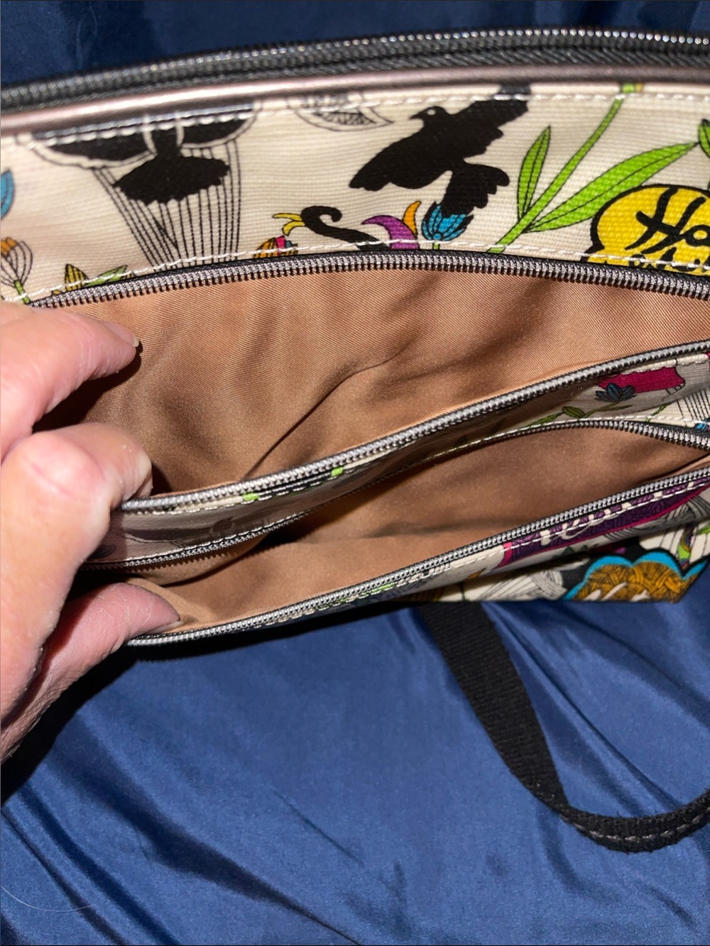 Sakroots Multicolor Peace & Love with Bird & Floral Design Crossbody Bag - Picture 6 of 8